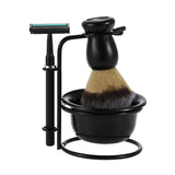 4 Pcs beard care set Shaving Razor,Brush,Bowl,Stainess Steel Stand