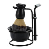 4 Pcs beard care set Shaving Razor,Brush,Bowl,Stainess Steel Stand
